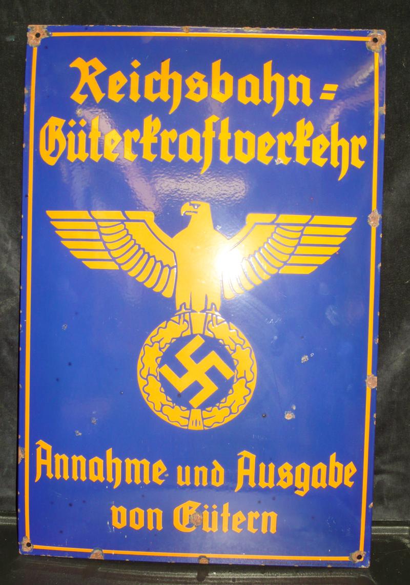 ENAMEL SIGN FOR THE REICHSBAHN